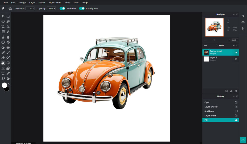 Open the image you want to edit and add the drop shadow effect